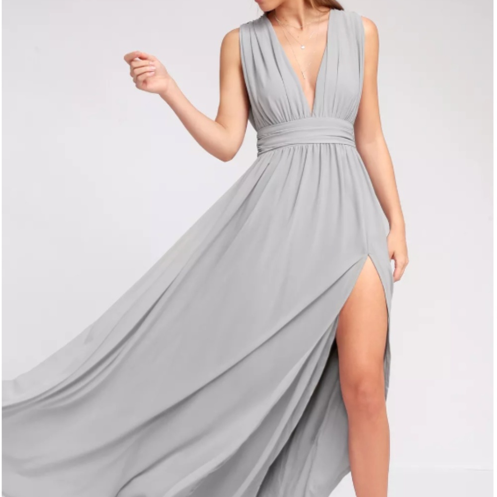 Lulu's Heavenly Hues Light Grey Gown